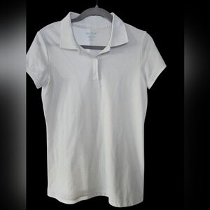 Cat & Jack Girls White Polo Uniform Short Sleeve Shirt Sz Xl 14/16
